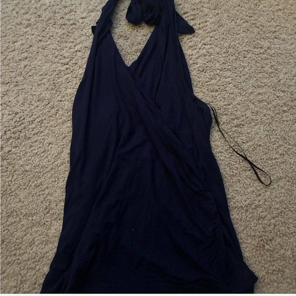 Navy Blue open back shirt